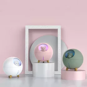   Planet Cat Párásító – 220 ml zöld aromaterápiás párásító LED világítással