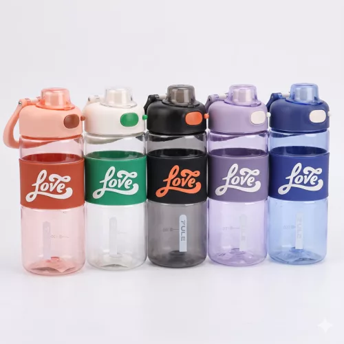 680 ml-es sport kulacs szívószállal és mérőskálával – BPA-mentes ivópalack, zöld