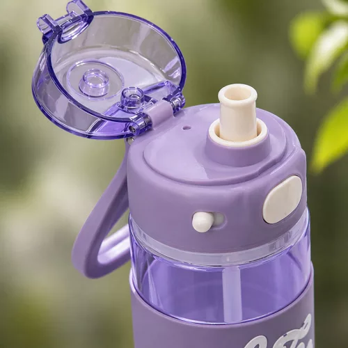 680 ml-es sport kulacs szívószállal és mérőskálával – BPA-mentes ivópalack, barack-barna