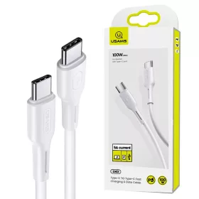   USAMS U43 adatátviteli kábel, Type-C 100W PD gyorstöltés támogatás, 120 cm hosszú - Fehér