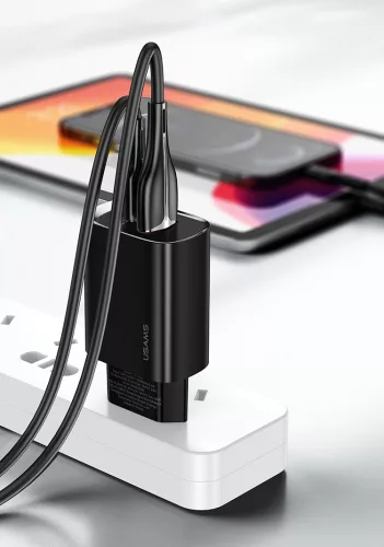 USAMS US-CC121 Gyorstöltő 20W USB + USB-C, QC3.0 + PD3.0 - Feher