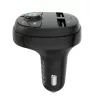 YOOUP V01 Dupla USB autós töltő, Vezeték nélküli FM modulátor, Autós kihangosító - Fekete