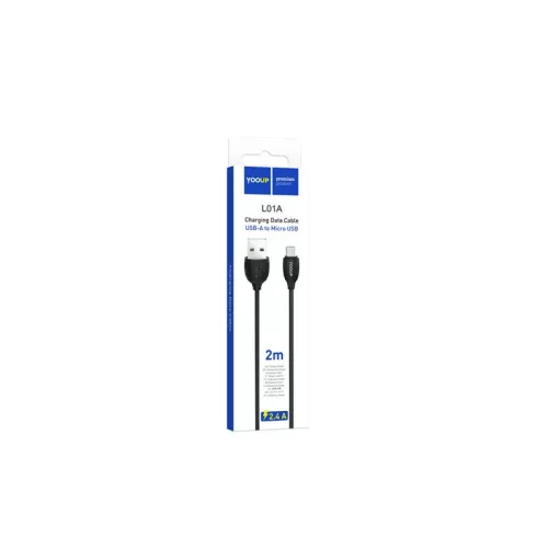 Adatkábel Yooup L01A USB A-  Micro USB  2 m kábel fekete