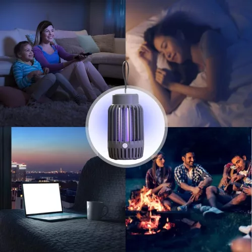 Szúnyogírtó UV lámpa zöld színben – csendes, 360° védelem, USB-C csatlakozóval, UV-álló borítással, kültéri-beltéri használatra