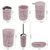 6 részes fürdőszoba szett – rózsaszín, elegáns virágmintás design
