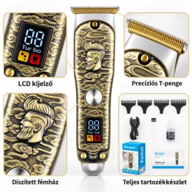   Kemei KM-077 professzionális haj- és szakállvágó – T-pengével, LCD kijelzővel