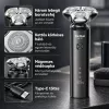 Kemei KM-T87 elektromos körkéses borotva – 3 lebegő fejjel, Type-C töltéssel