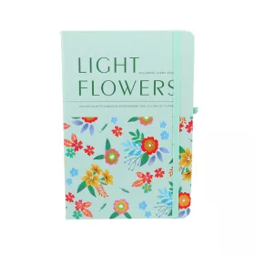   Jegyzetfüzet  A/5 gumis, vonalas, kemény fedelű, Ligth Flowers - zöld
