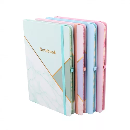 Jegyzetfüzet  A/5 gumis, vonalas, kemény fedelű, Notebook kék