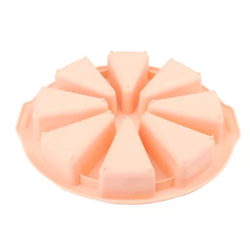Szilikon muffin sütőforma, barackvirág színű tortaszelet alakú 8 adagos 28 cm Casasunco