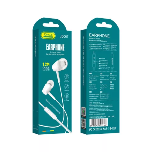 JD007 Jokade headset 1,2 m kábellel - fehér