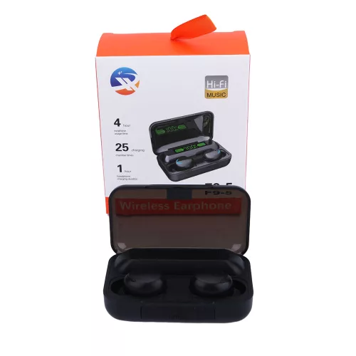 F9-5 Bluetooth fülhallgató - 4 óra üzemidővel - fekete
