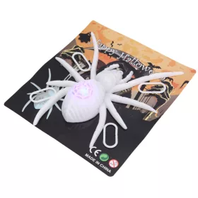   Halloween LED pók dekoráció – 20 cm, világító fehér pók