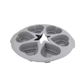   Szilikon muffin sütőforma, szürke színű szív alakú 6 adagos 28 cm Casasunco