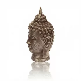   Buddha fej dekoráció 17 × 15 × 31 cm – spirituális lakásdekoráció, antik hatású szobor