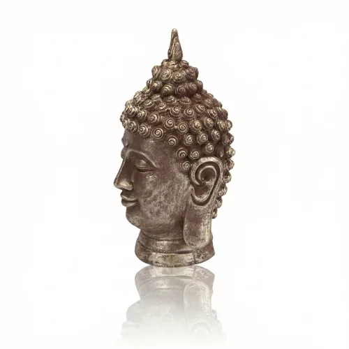 Buddha fej dekoráció 17 × 15 × 31 cm – spirituális lakásdekoráció, antik hatású szobor