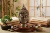 Buddha fej dekoráció 17 × 15 × 31 cm – spirituális lakásdekoráció, antik hatású szobor