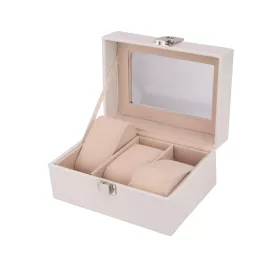   Műbőr Kígyóbőr Mintás, Elegáns óratartó 3 rekeszes - Fehér