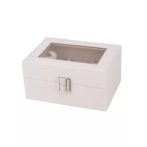 Műbőr Kígyóbőr Mintás, Elegáns óratartó 3 rekeszes - Fehér