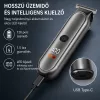 Bomei BM -028 professzionális hajvágó gép – vezeték nélküli trimmer LCD kijelzővel, ezüst kivitel