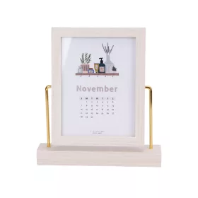   Fordítható képkeret 20x23 cm – natúr fa színű, üveg előlap, elegáns fém állvánnyal