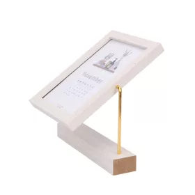   Fordítható képkeret 20x23 cm – natúr fa színű, üveg előlap, elegáns fém állvánnyal