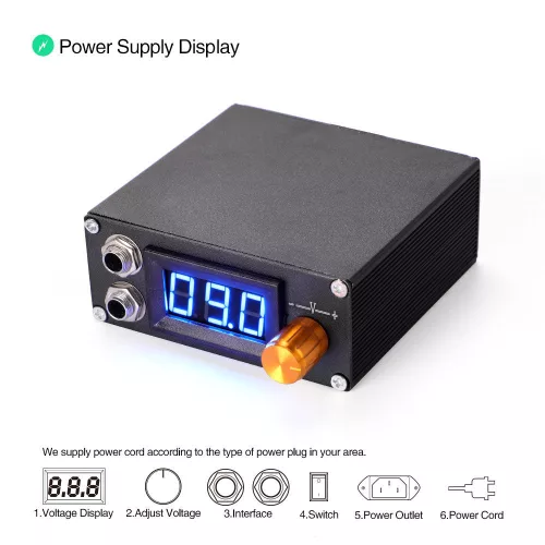 Tetováló gép szett LED kijelzővel, gyakorló szilikonnal, tűvel TB1005PJ005 - Kék