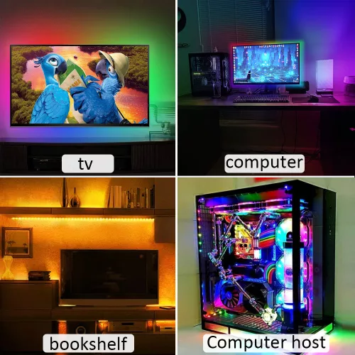 LED szalag RGB színes TV Világítás 2 m USB-s,  készlet távirányítóval