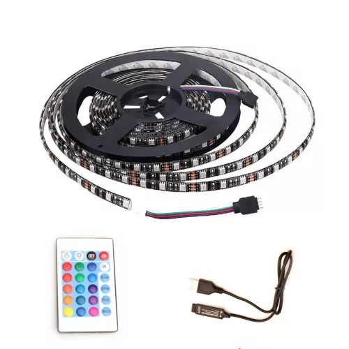 LED szalag RGB színes TV Világítás 2 m USB-s,  készlet távirányítóval