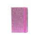 Vonalas, A5-ös, glitteres fedelű jegyzetfüzet pink színű