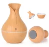 Aromaterápiás párásító 200 ml, Ultrahangos Fa hatású Aroma Diffúzor , 7 színű LED fénnyel Tulipán alakú - Világosbarna