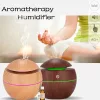 Aromaterápiás ultrahangos párásító – fa mintázatú illóolaj diffúzor LED világítással 130 ml sötétbarna