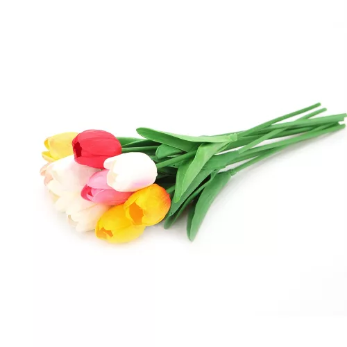 Tulipán szálas élethű növény 34 cm - Citrom sárga