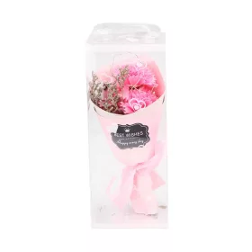 Művirág - szegfűcsokor dobozban - rózsaszín - 24 cm