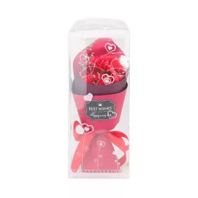 Művirág - szegfűcsokor dobozban - vörös - 24 cm