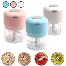   Mini USB tölthető elektromos fokhagyma és zöldségaprító 250ml - Fehér