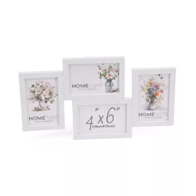   Fehér többképes képkeret 43 × 24 cm – 4 db 10 × 15 cm fotóhoz, modern faliképkeret