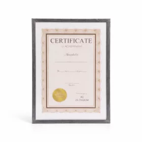   A3 méretű sötét szürke fa hatású képkeret – elegáns, természetes stílusú oklevél- és poszterkeret 29,7 × 42 cm