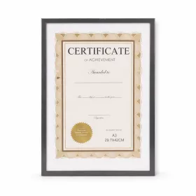   A3 méretű sötét szürke képkeret – elegáns oklevél- és poszterkeret 29,7 × 42 cm