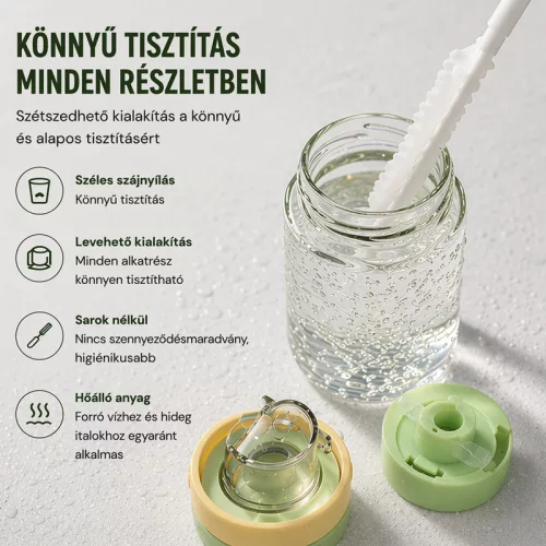 550 ml-es szívószálas sport kulacs – BPA-mentes ivópalack, zöld-sárga