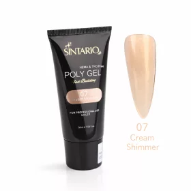   SINTARIO Poly Gel 07 Cream Shimmer – krémes árnyalatú, finoman csillogó építő polygél UV/LED lámpához, professzionális körömépítéshez