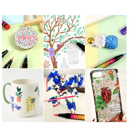 12 színű akril festék marker készlet rugalmas ecsetheggyel – Brush Tip Acrylic Paint Marker