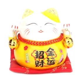 Maneki Neko Integető cica, malacpersely - Sárga