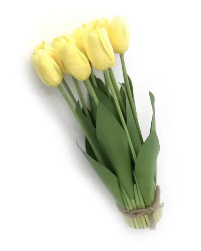 Tulipán csokor élethű növény, 12 szálas – Sárga