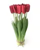Tulipán csokor élethű növény, 12 szálas – Piros