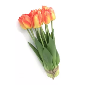   Tulipán csokor élethű növény, 12 szálas – Narancssárga