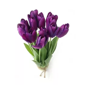Tulipán csokor élethű növény, 12 szálas – Lila