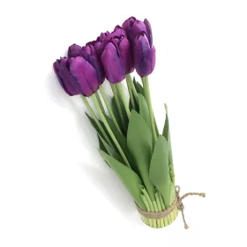 Tulipán csokor élethű növény, 12 szálas – Lila