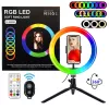 Selfie körlámpa RGB - LED CL-260RGB, 27 cm átmérőjű
