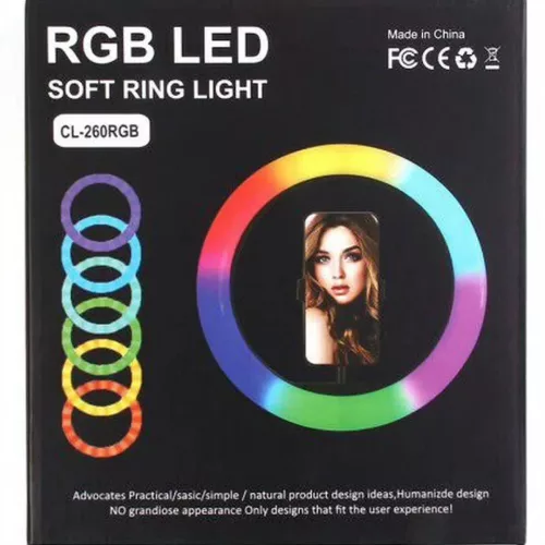 Selfie körlámpa RGB - LED CL-260RGB, 27 cm átmérőjű